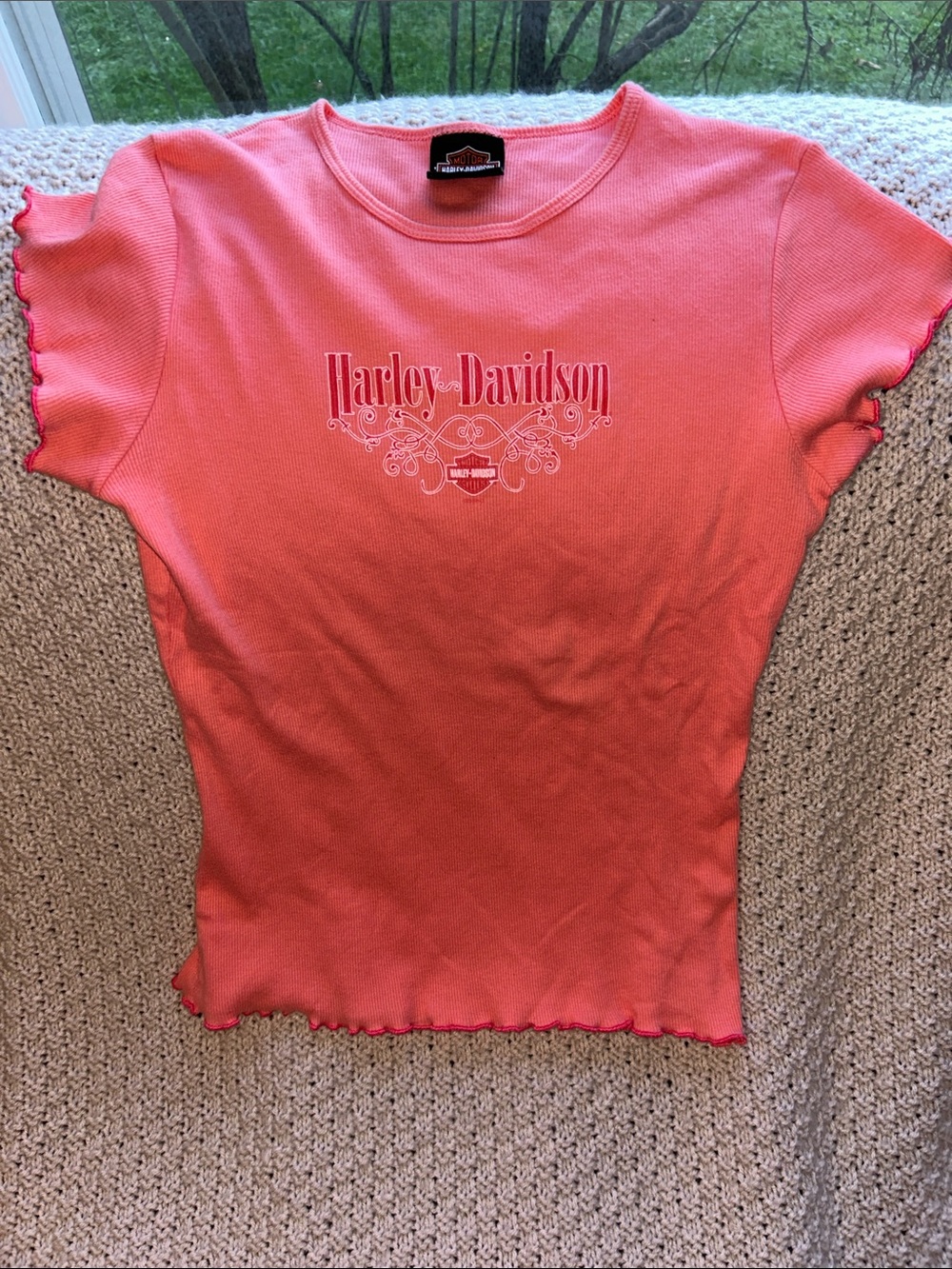 Harley-Davidson Coral Pink Ribbed Logo Tee